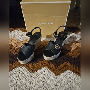 Michael Kors Hannah Black Wedge Sandals